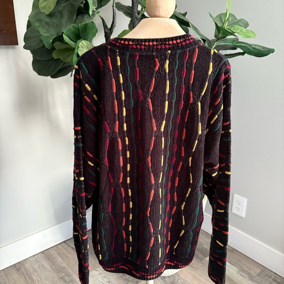 Vintage 90s Tundra for Bachrach Multicolor 3D Sweater Coogi Style Y2k Large - Picture 4 of 5